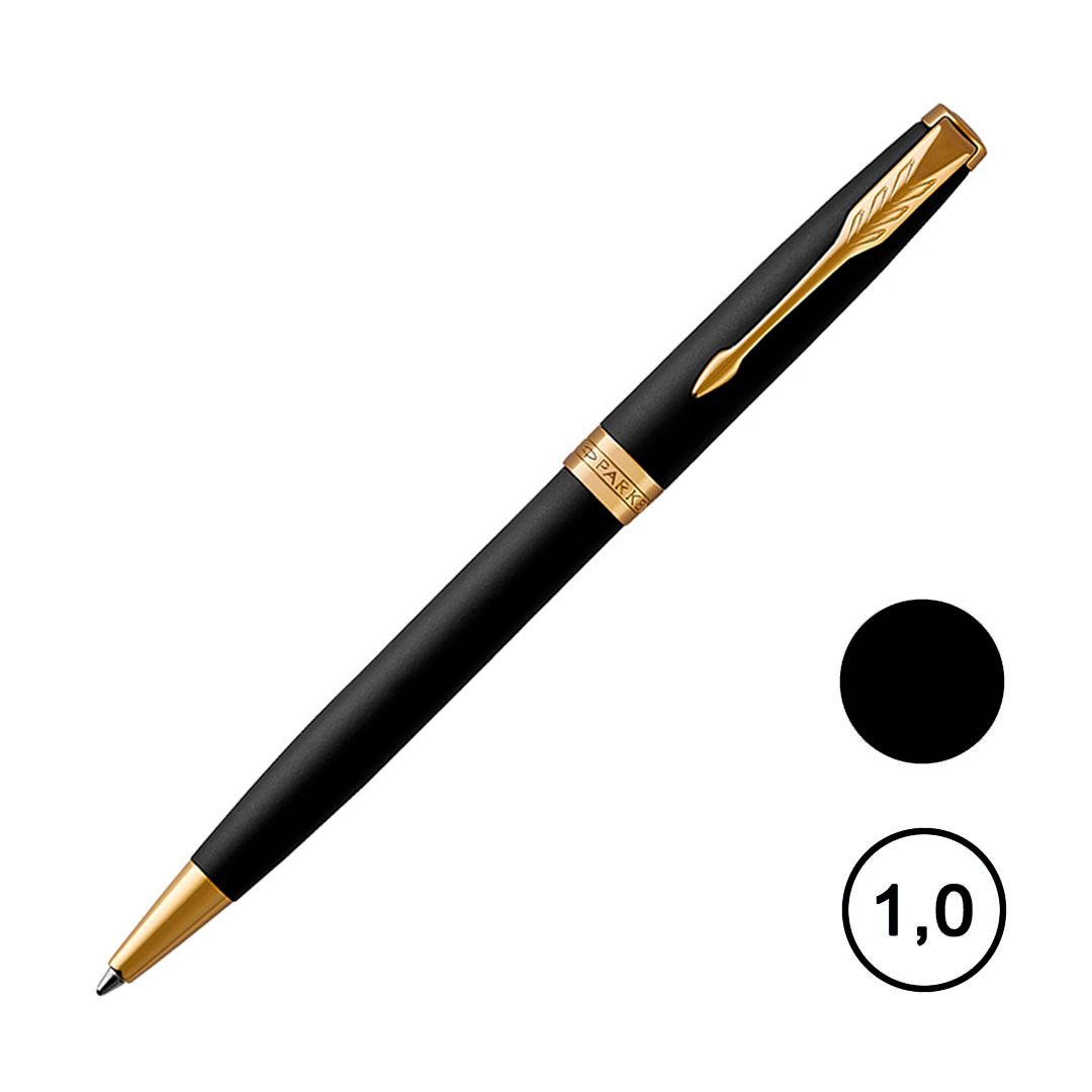 Ручка шариковая Parker "Sonnet Matte Black GT", 1 мм, черная / Ручки премиум-класса