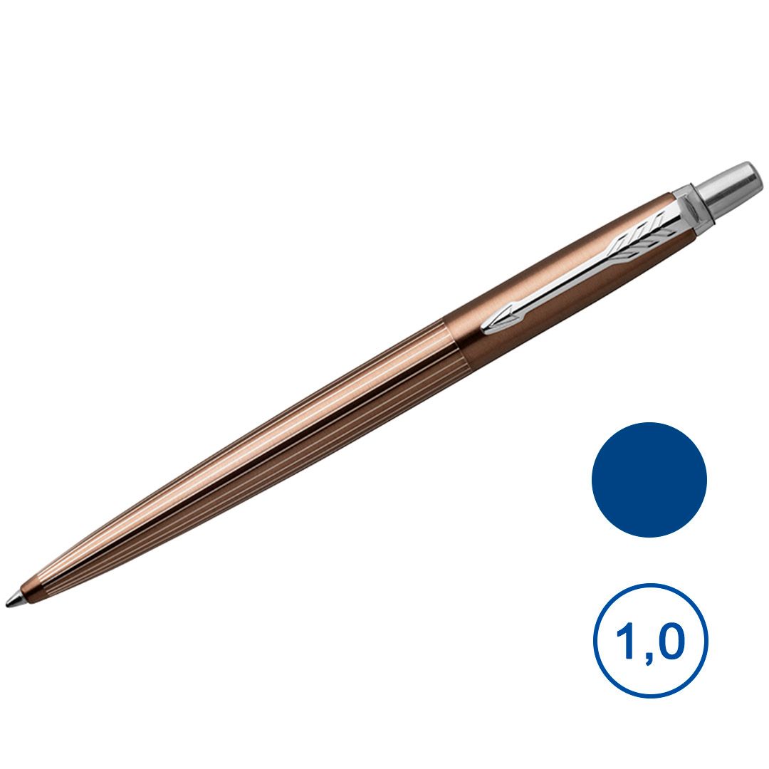 Ручка шариковая Parker "Jotter Premium Carlisle Brown Pinstripe CT", 1 мм, синяя / Подарочные ручки