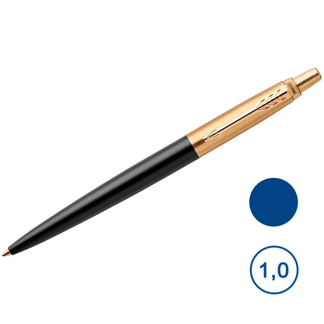 Ручка шариковая Parker "Jotter Premium Bond Street Black GT", 1 мм, синяя / Подарочные ручки