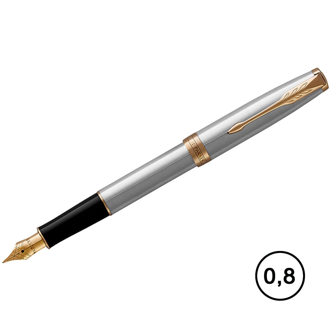 Ручка перьевая Parker "Sonnet Stainless Steel GT", 0,8 мм / Подарочные ручки