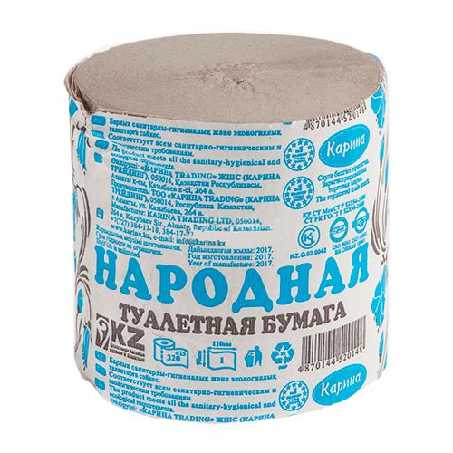 Туалетная бумага рулонная "Народная", 32 метра, 1-слойная, 24 шт/уп / Бумага туалетная бытовая