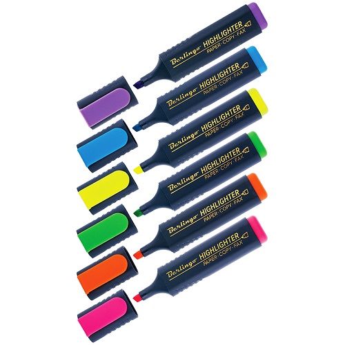 Набор текстмаркеров Berlingo, скошенный наконечник 1-5 мм, 6 цветов / Текстовыделители №2
