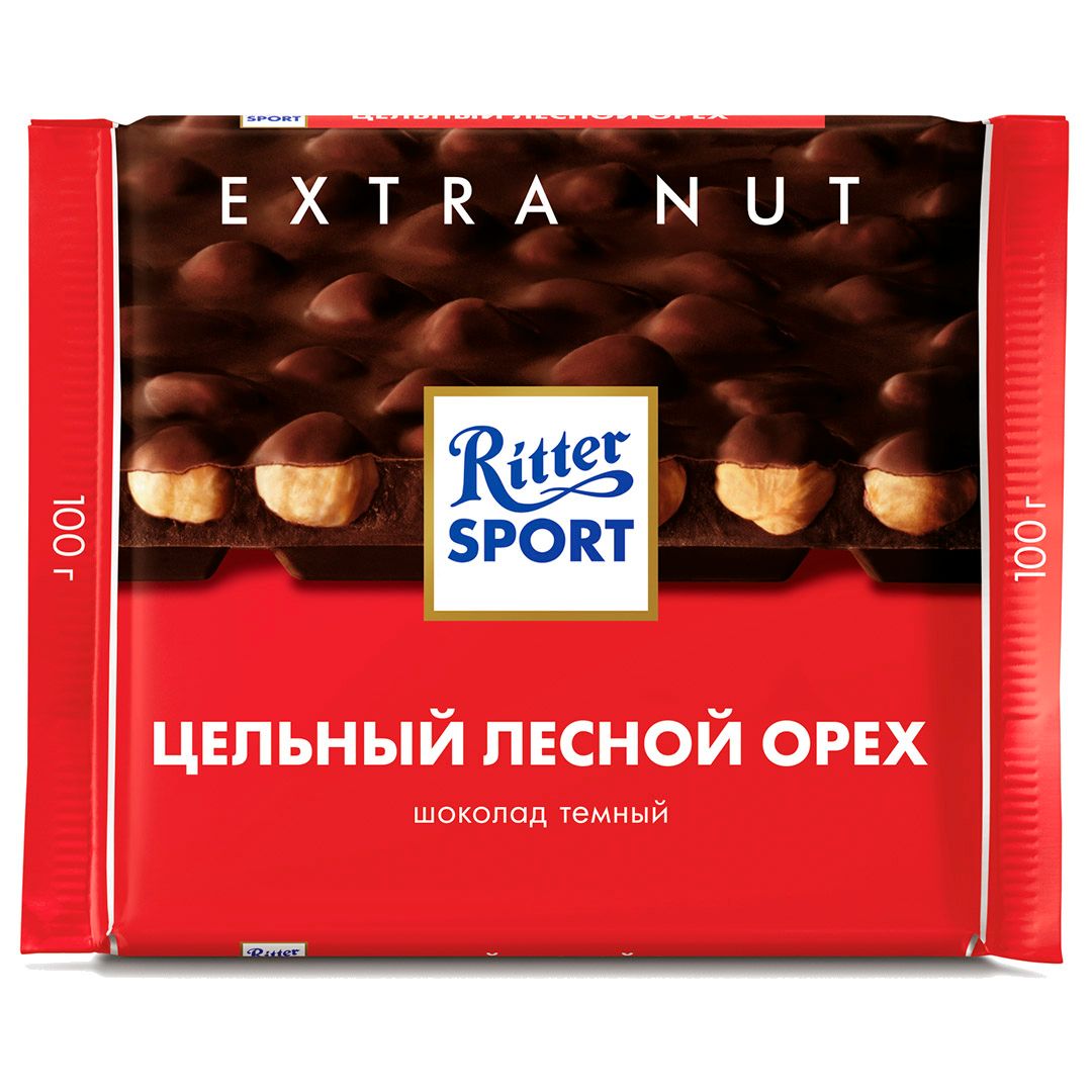 Шоколад темный Ritter SPORT "Цельный лесной орех" 100 гр / Шоколад