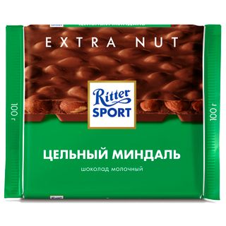 Шоколад молочный Ritter SPORT "Цельный миндаль" 100 гр / Шоколад