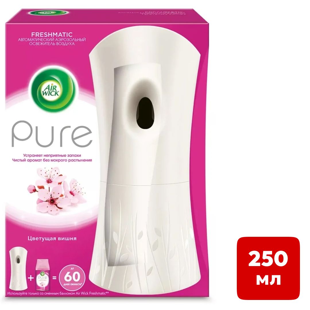 Комплект освежителя воздуха Airwick Pure Цветущая вишня, со сменным баллоном, 250 мл / Диспенсеры для освежителя воздуха