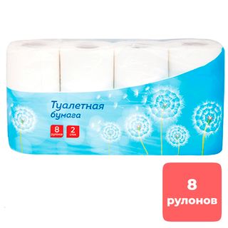 Орамадағы дәретхана қағазы OfficeClean, 16,2 метр, 2 қабатты, 8 орам, ақ / Тұрмыстық дәретхана қағаздары