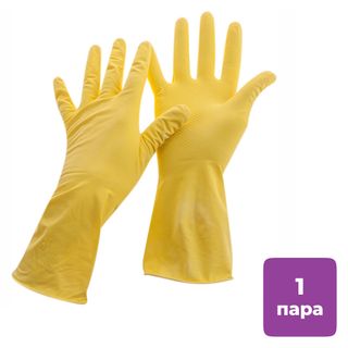Тазалауға арналған қолғаптар OfficeClean, 1 жұп, әмбебап, өлшемі L, латекс, сары / Қолғаптар