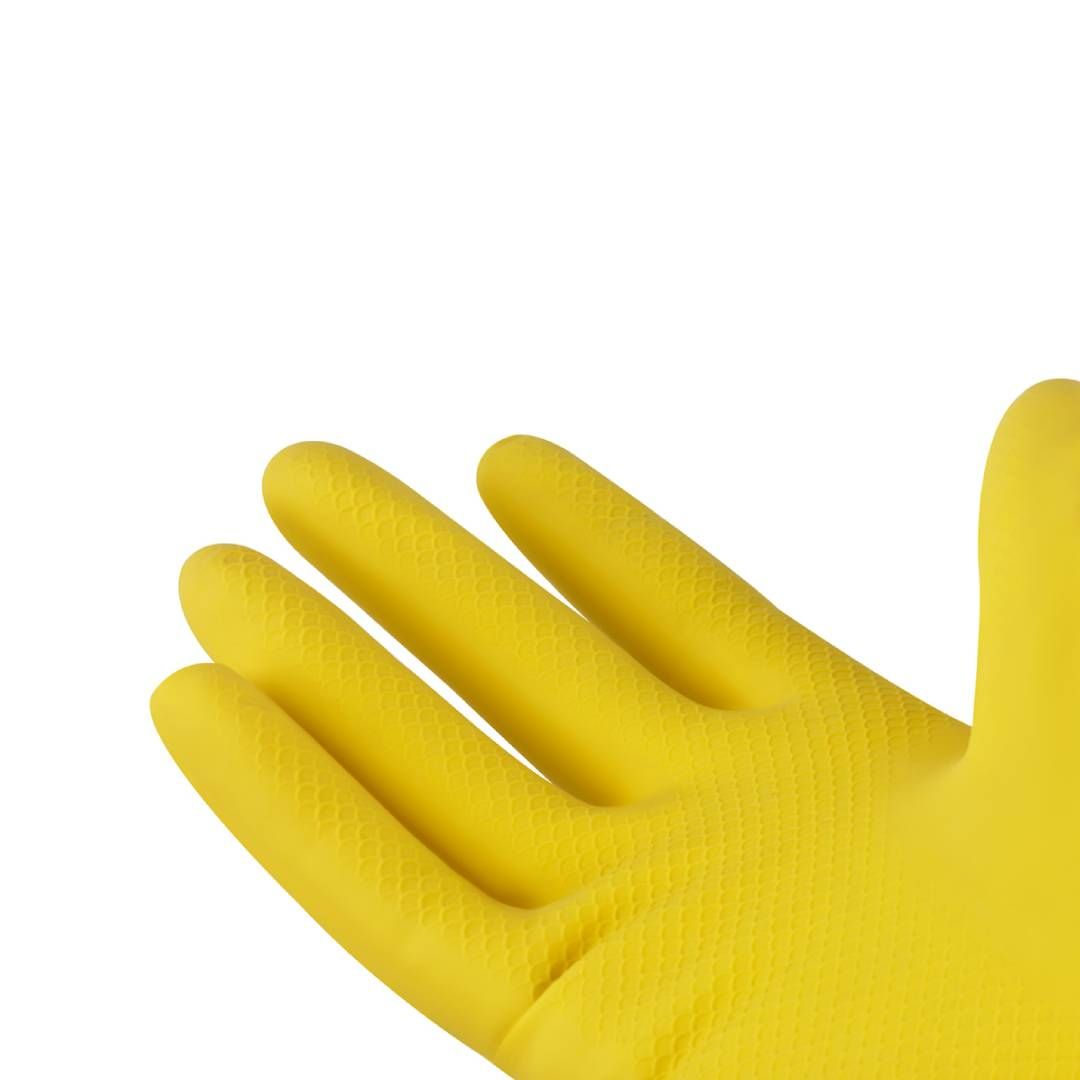 Тазалауға арналған қолғаптар OfficeClean, 1 жұп, әмбебап, өлшемі L, латекс, сары / Қолғаптар №4