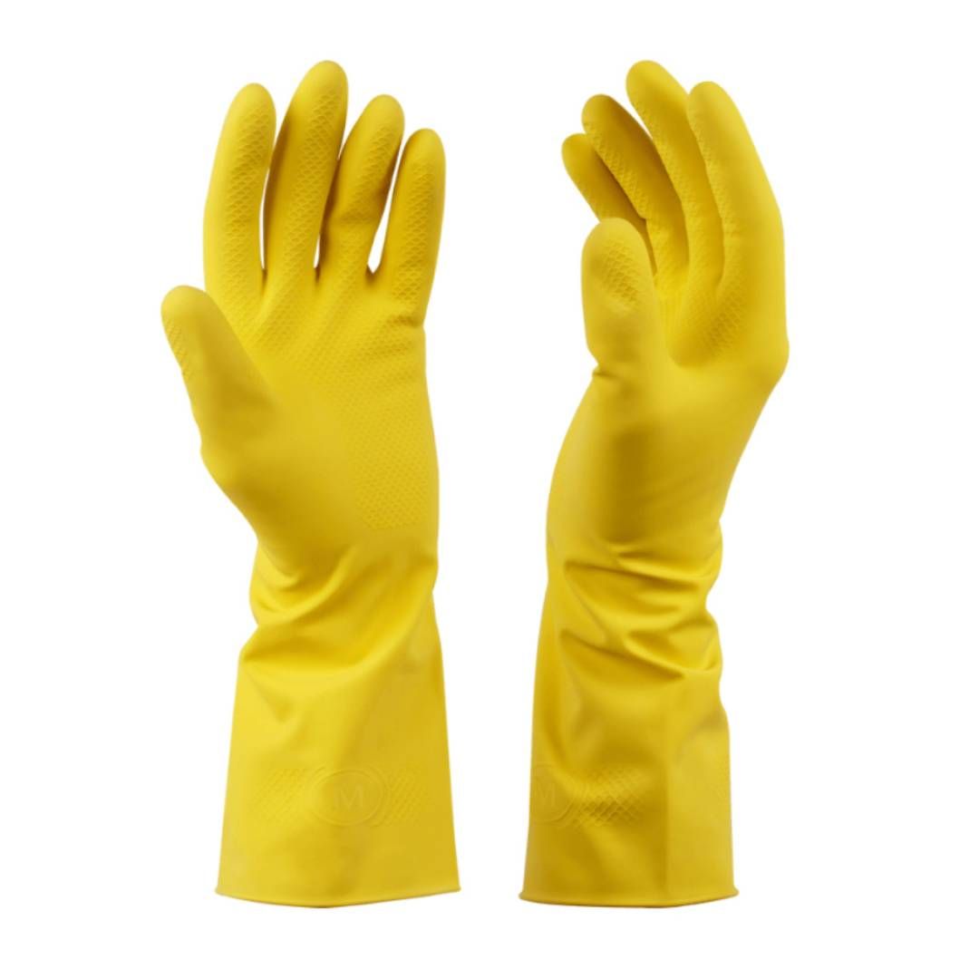 Тазалауға арналған қолғаптар OfficeClean, 1 жұп, әмбебап, өлшемі L, латекс, сары / Қолғаптар №2