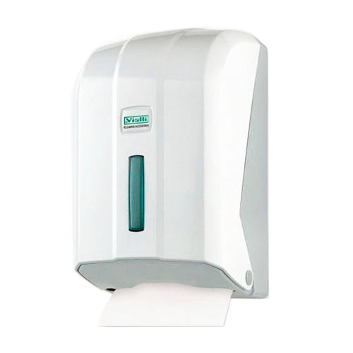 Диспенсер для листовой туалетной бумаги Vialli, Z-укладка, пластик, белый / Диспенсеры для туалетной бумаги