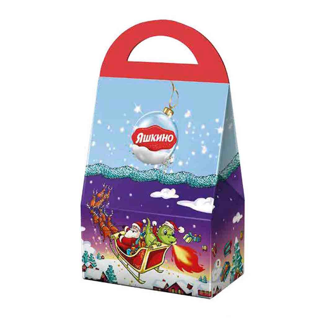 Новогодний подарок Яшкино, "Сумочка", 27,6*15,5*9,5 см, картон, фиолетовая, 710 гр / Новогодние подарки