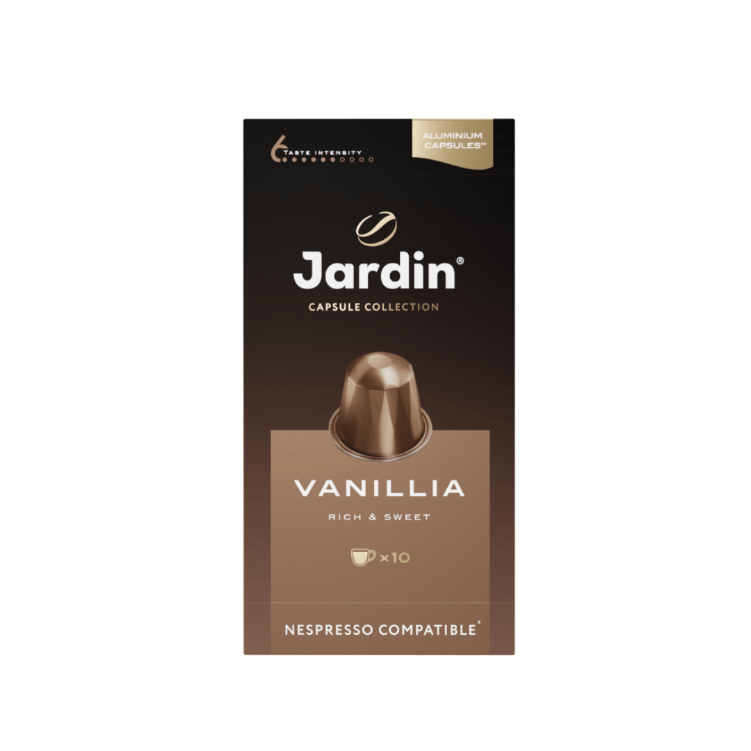 Капсуладағы кофе Jardin "Vanillia", Nespresso кофемашинасы үшін, 10 капсула / Капсуладағы кофе және шай oe.kz Капсуладағы кофе Jardin "Vanillia", Nespresso кофемашинасы үшін, 10 капсула / Капсуладағы кофе және шай