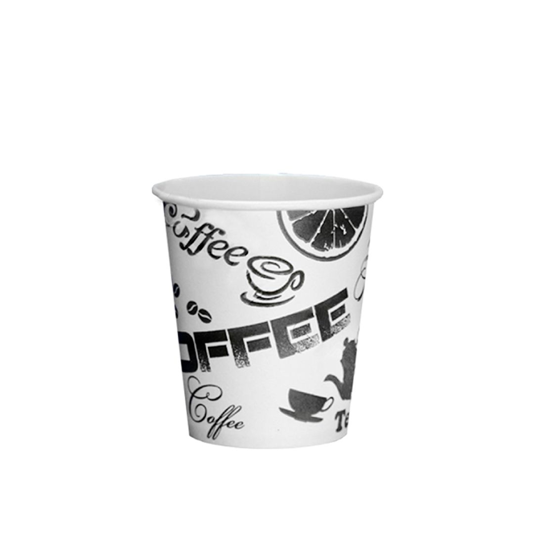 Стакан бумажный одноразовый "Coffee", 185 мл, черно-белый, цена за штуку / Посуда одноразовая