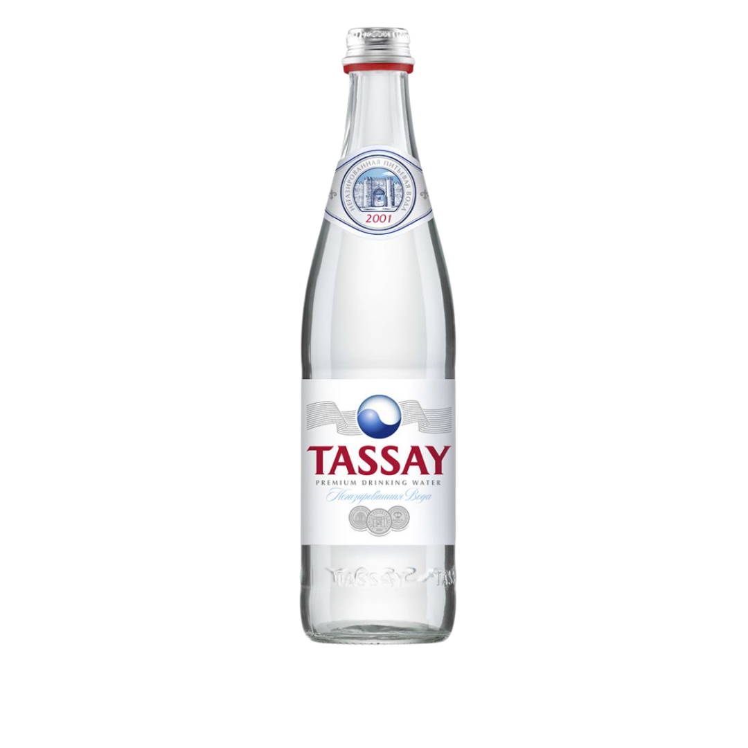 Вода негазированная питьевая "Tassay", 0,5 л, стеклянная бутылка / Вода питьевая