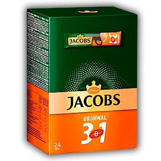 Ерігіш кофе Jacobs "3-еуі 1 Original" жұмсақ, 24 пакет / Порциялы кофе
