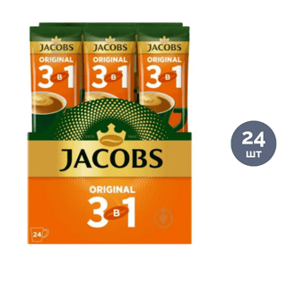 Кофе растворимый Jacobs "3 в 1 Original" мягкий, 24 пакетика / Кофе порционный