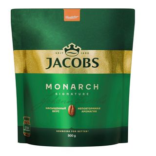 Ерігіш кофе Jacobs Monarch, 500 гр, вакуумды қаптамада / Ерігіш кофе
