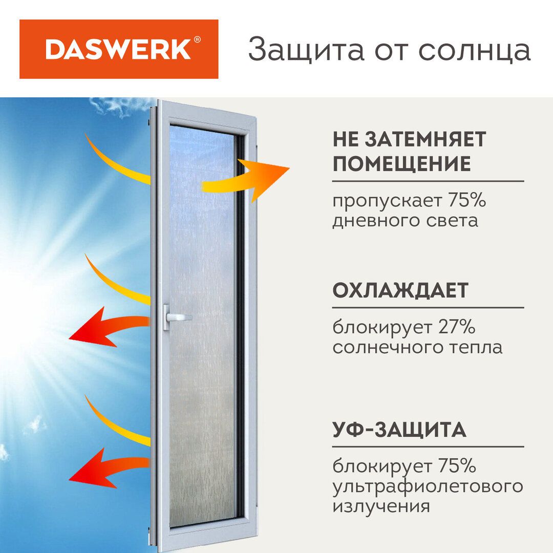 Пленка на окно самоклеящаяся DASWERK "Карбон", солнцезащитная, без клея, 75*150 см / Эргономика и аксессуары №3