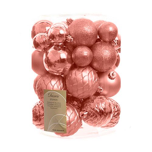 Декор "Шары" в ассортименте Kaemingk B. V., 38 шт/уп, розовый / Елочные украшения