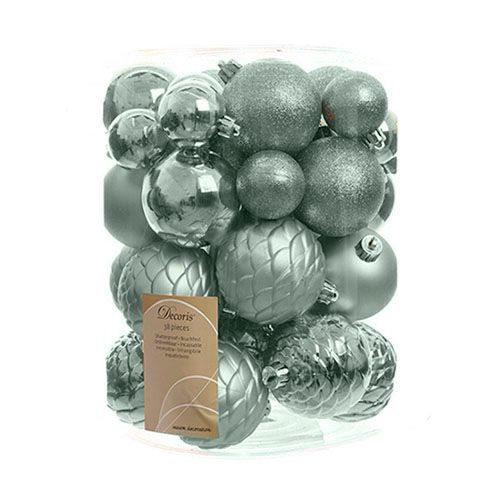 Декор "Шары" в ассортименте Kaemingk B. V., 38 шт/уп, зеленый (эвкалиптовый) / Елочные украшения