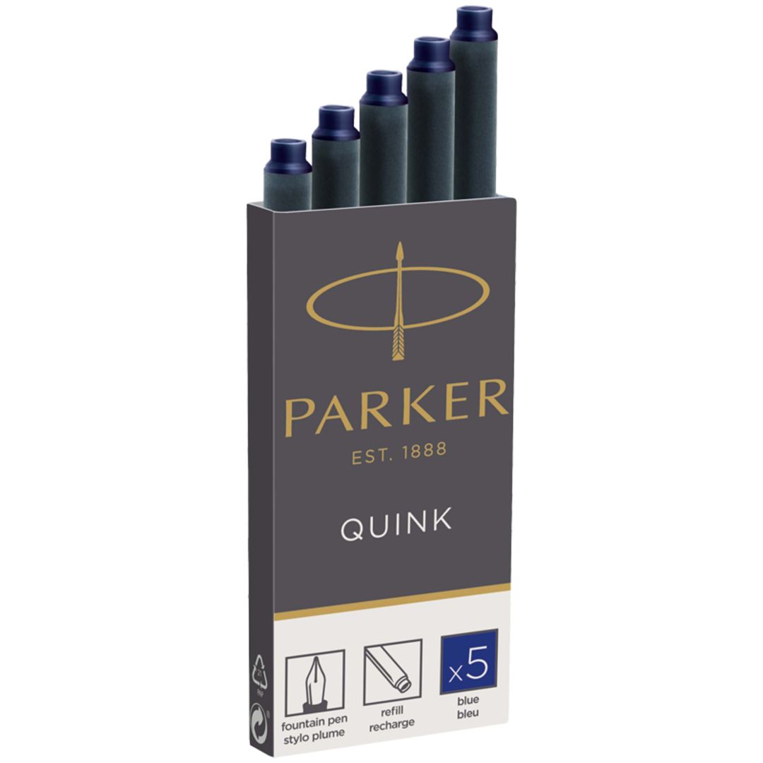 Сия картридждері Parker "Cartridge Quink", көк, қаптамада 5 дана, блистер