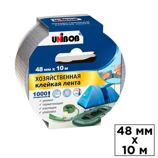 Клейкая лента хозяйственная Unibob, размер 48 мм*10 м, серая / Монтажные и специальные ленты