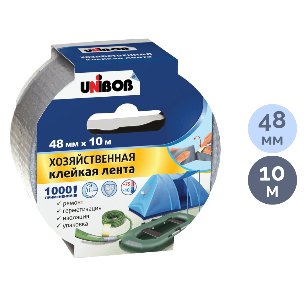 Тұрмыстық жабысқақ таспа Unibob, өлшемі 48 мм*10 м, сұр / Монтажды және арнайы таспалар
