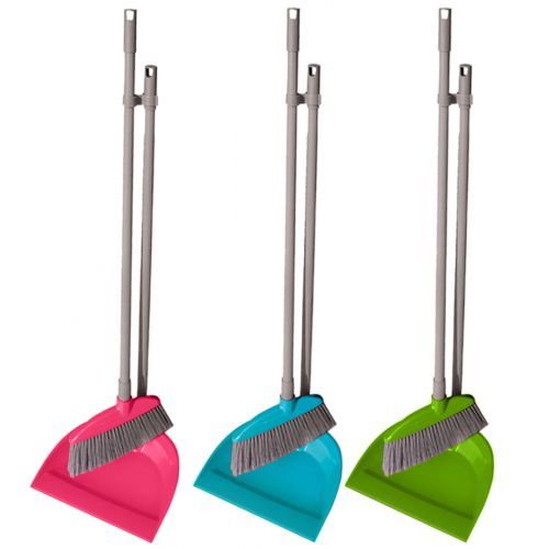 Совок с щеткой York Лень, пластик/вайлон, ассорти / Веники, щетки, совки