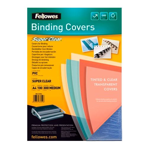 Обложки для переплета пластиковые Fellowes Binding covers, А4, 300 мкм, прозрачные, 100 шт. / Пластиковые обложки