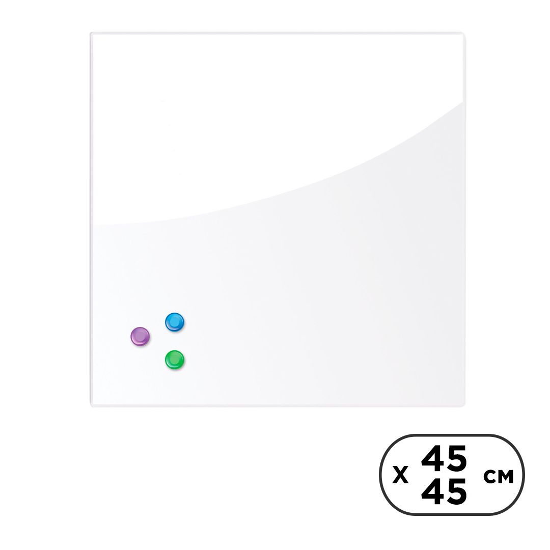 Доска стеклянная магнитно-маркерная Brauberg, размер 45*45 см, белая, 3 магнита / Магнитно-маркерные доски