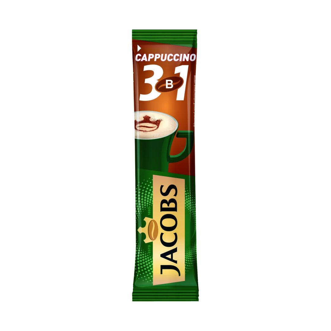 Кофе растворимый Jacobs "3 в 1 Cappuccino" мягкий, 24 пакетика / Кофе порционный