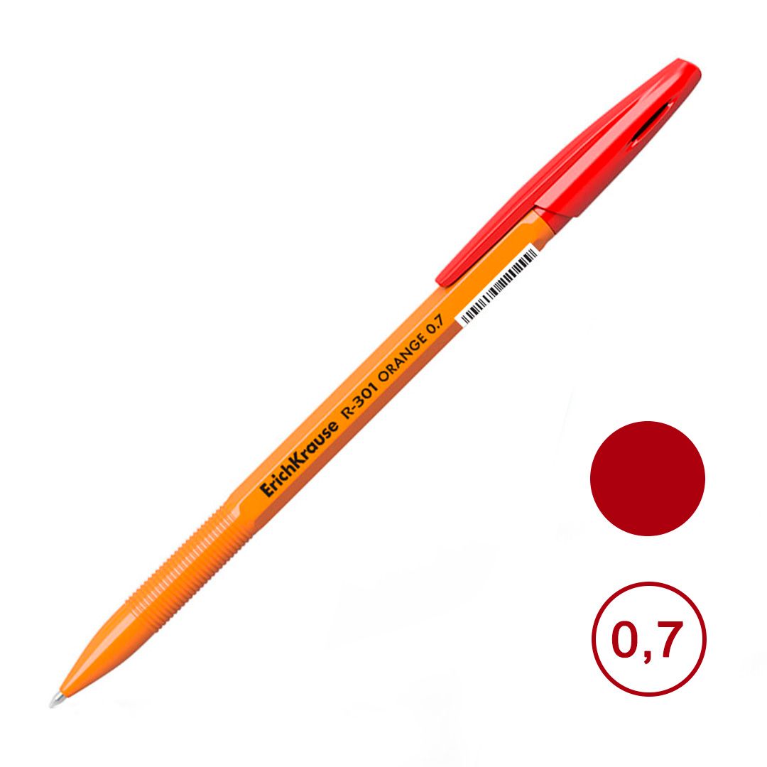 Шарлы қалам Erich Krause "R-301" Orange Stick, 0,7 мм, қызыл, баға бір дана үшін