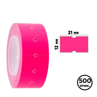 Этикет-ценник OfficeSpace, прямоугольные, 21 мм*12 мм, 500 шт. в рулоне, малиновый / Этикет-пистолеты, этикет-лента