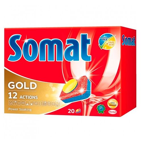Таблетки для посудомоечных машин Somat "Gold", 20 таблеток / Средства для посудомоечных машин