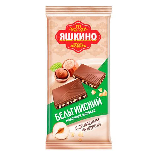 Шоколад Яшкино "Молочный с дробленым фундуком", 90 гр / Шоколад