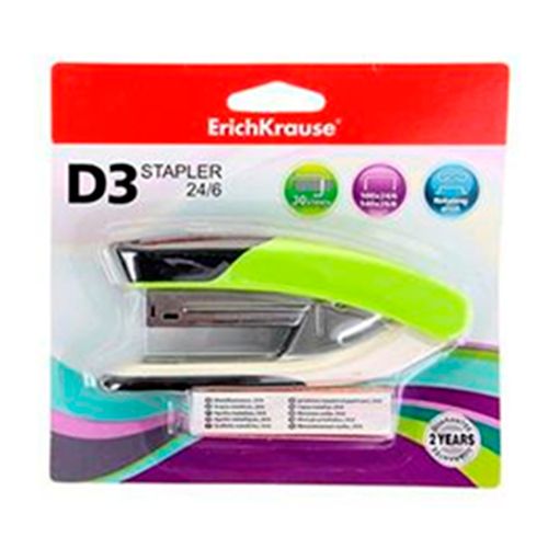Степлер сшивает до 30 листов, Erich Krause "D3",  №24/6, 26/6, пластик, ассорти + скобы блистер / Степлеры №2