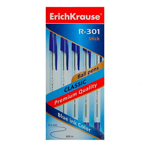 Шарлы қалам Erich Krause "R-301" Classic Stick, 1 мм, көк сиялы, баға бір дана үшін