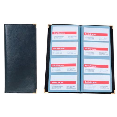 Визитница 4-х рядная Erich Krause на 64 визиток, 115*245 мм, гладкая кожа, черная / Визитницы настольные №2 oe.kz Визитница 4-х рядная Erich Krause на 64 визиток, 115*245 мм, гладкая кожа, черная / Визитницы настольные №2