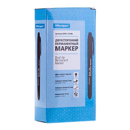Перманентті маркер OfficeSpace, екі жақты, 0.8-2.2 мм, қара, баға бір дана үшін / Перманентті өшірілмейтін маркерлер №4 oe.kz Перманентті маркер OfficeSpace, екі жақты, 0.8-2.2 мм, қара, баға бір дана үшін / Перманентті өшірілмейтін маркерлер №4