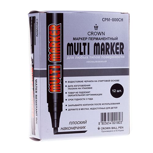 Маркер перманентный Crown "Multi Marker Chisel", клиновидный, 1-5 мм, черный, цена за штуку / Маркеры перманентные нестираемые №3 oe.kz Маркер перманентный Crown "Multi Marker Chisel", клиновидный, 1-5 мм, черный, цена за штуку / Маркеры перманентные нестираемые №3