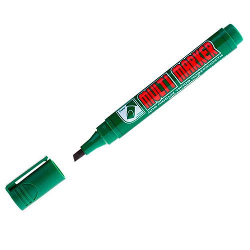 Маркер перманентный Crown "Multi Marker Chisel", клиновидный, 1-5 мм, зеленый, цена за штуку / Маркеры перманентные нестираемые