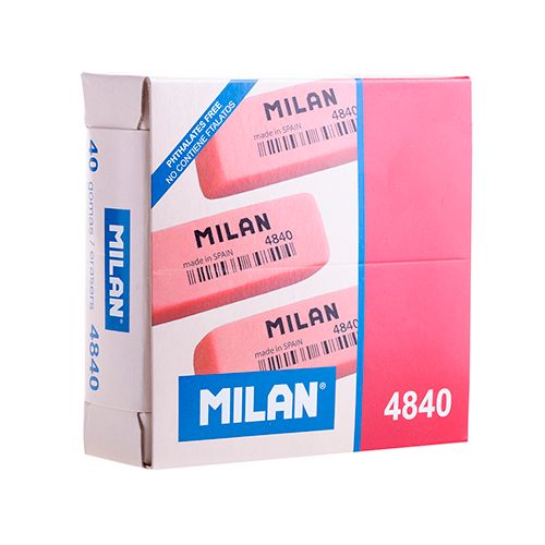 Ластик Milan "4840", прямоугольный, со скошенным краем, 52*19*8 мм, розовый, цена за штуку