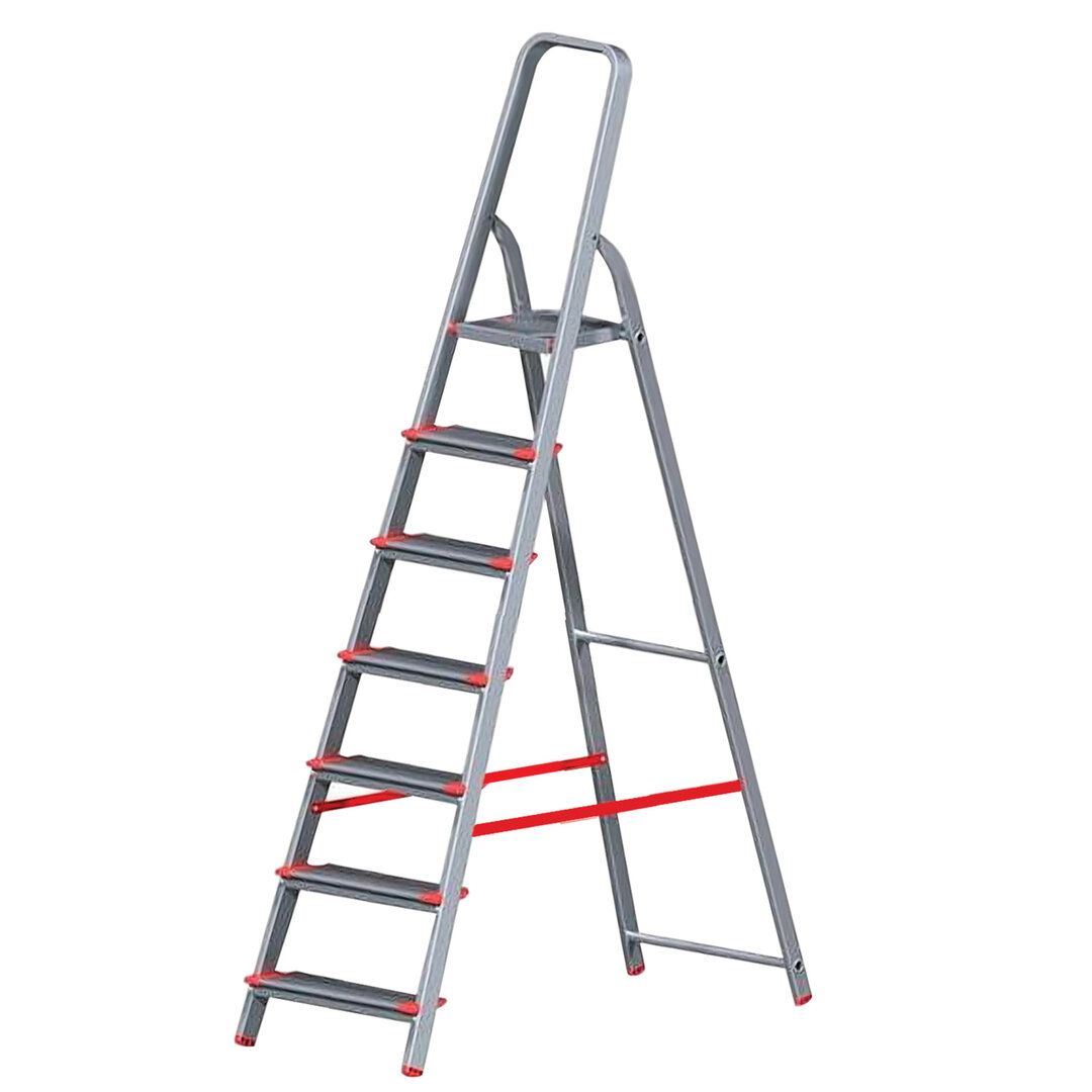 Стремянка алюминиевая Новая высота, 7 ступеней, рабочая высота 351 см / Стремянки, лестницы №8
