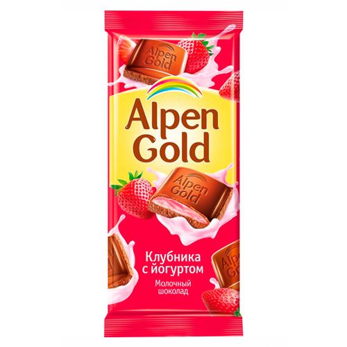 Шоколад Alpen Gold "Клубника с йогуртом", 90 гр / Шоколад