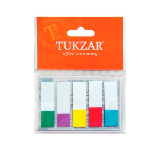 Закладки самоклеящиеся Tukzar, пластиковые, 44*12 мм, 5 цветов, 110 листов / Закладки самоклеящиеся