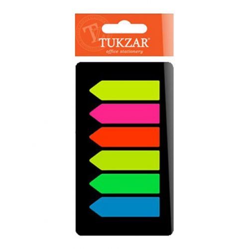 Закладки самоклеящиеся Tukzar, пластиковые, 43*12 мм, 6 цветов НЕОН, 132 листа