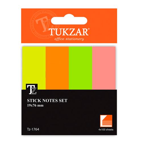 Закладки самоклеящиеся Tukzar, бумажные, 19*76 мм, 4 цвета, 400 листов
