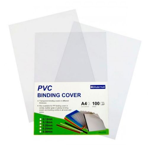 Обложки для переплета пластиковые Bindermax, А4, 300 мкр, прозрачные, 100 шт. в пачке / Пластиковые обложки