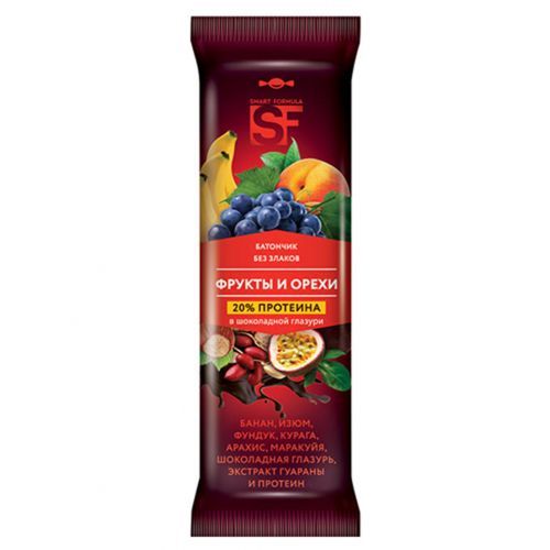 Фруктовые батончики "Smart Formula Фрукты и орехи", 40 гр / Здоровое питание
