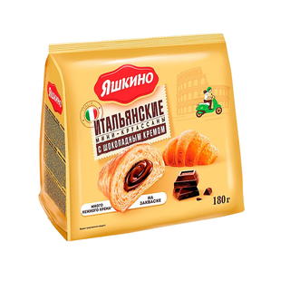 Мини-круассаны Яшкино "С шоколадным кремом", 180 гр / Бисквиты, круассаны, маффины
